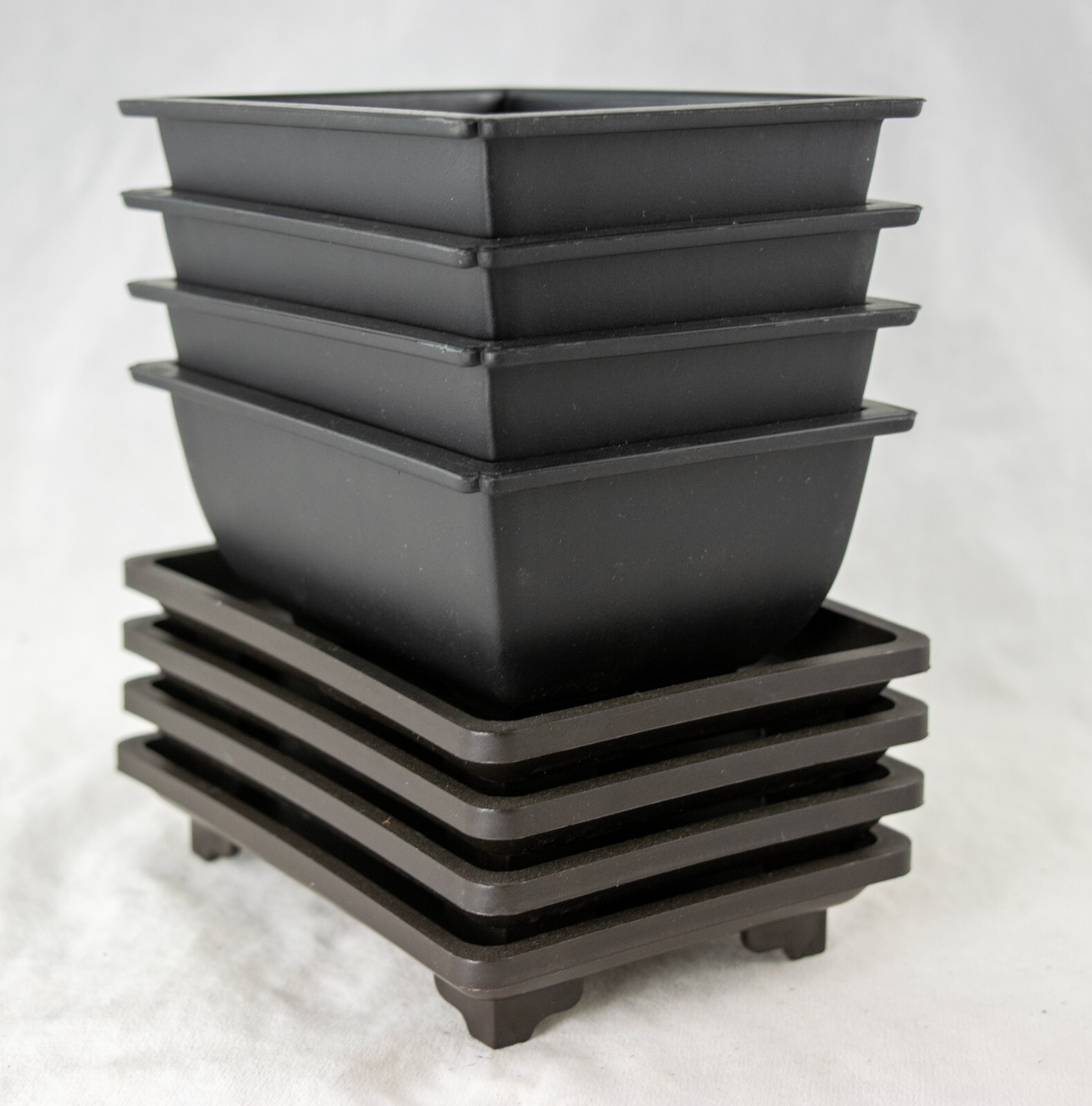 4 Sets Plastic Cactus Succulent Planter Bonsai Training Pot + Tray 5"x 3.5"x 2" gallery