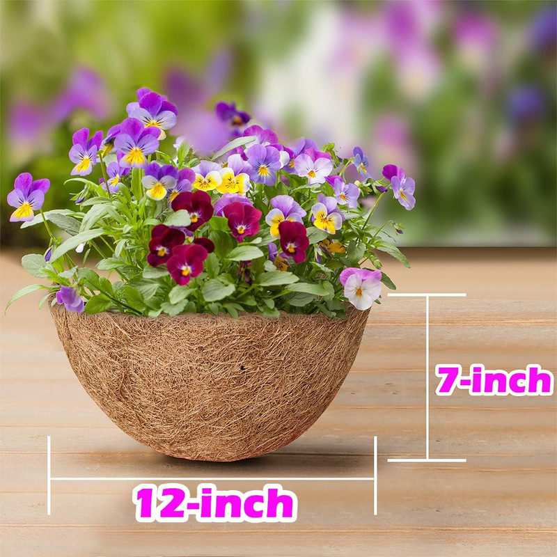 Coco Coir Liners for Hanging Baskets, 100% Natural Coco Fiber Planter Insert, 6P gallery