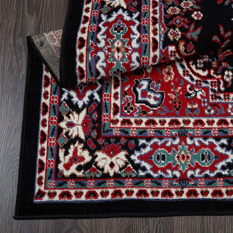 Black Red 3pc Area Rug Set Border Accent Mat Room Carpet Runner Scatter 5 x 7 ft gallery
