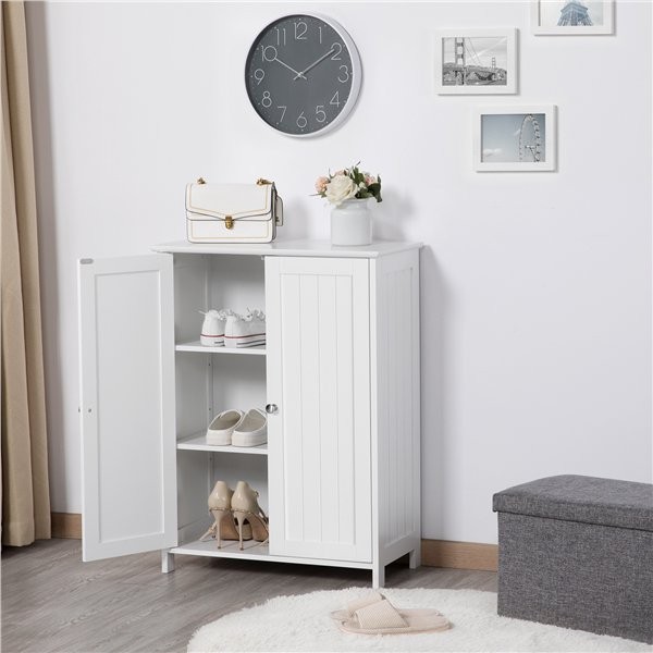 Bathroom Storage Floor Cabinet Freestanding Cabinet Shelve Organizer w/Doors