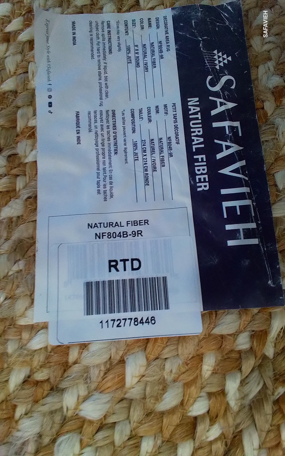 NATURAL IVORY 9'-0" x 9'-0" Broken Thread Rug Reduced Price 1172778446 NF804B-9R gallery