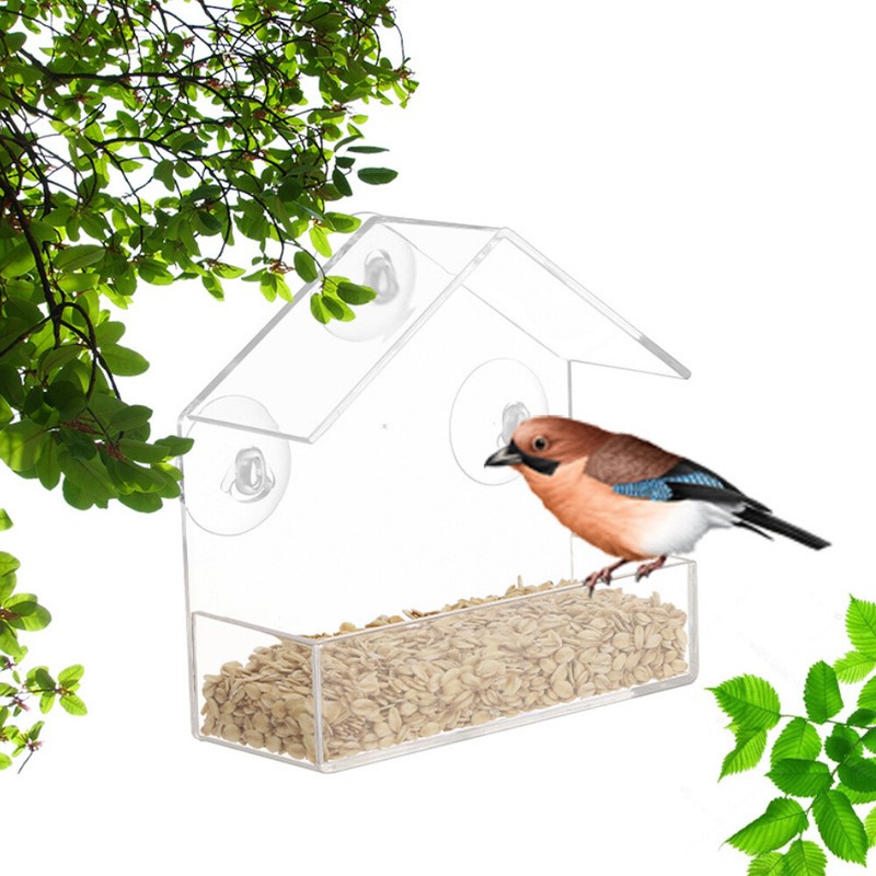 Clear Window Bird Feeder Strong Suction Cups Wild Bird Watching Seed Feeder gallery