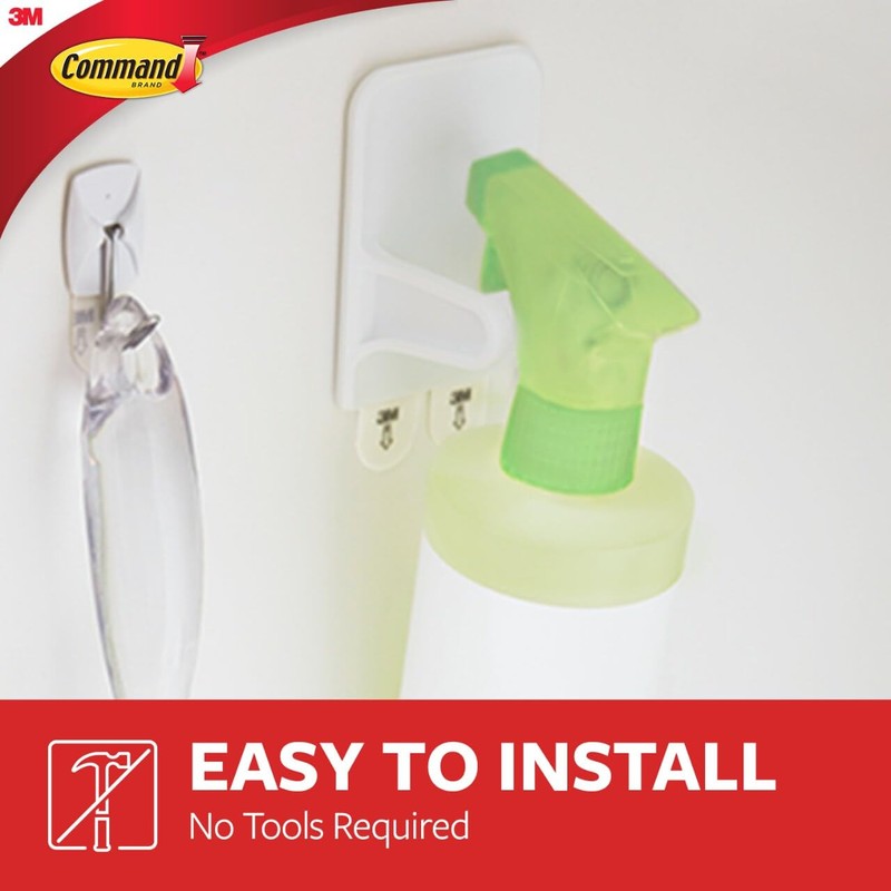 Command Spray Bottle Holder Set 2 White Hangers Damage Free Storage Solution gallery