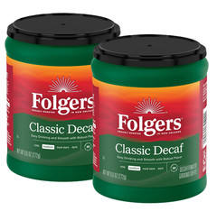 (2 Pack) Folgers Decaf Coffee Ground Coffee Classic Medium Roast 9.6 oz Canister