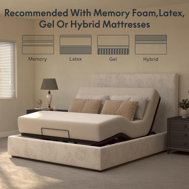 FLEXISPOT Adjustable Bed Frame Base Queen Size,Segmented Design,Easy Assemble,Ox gallery