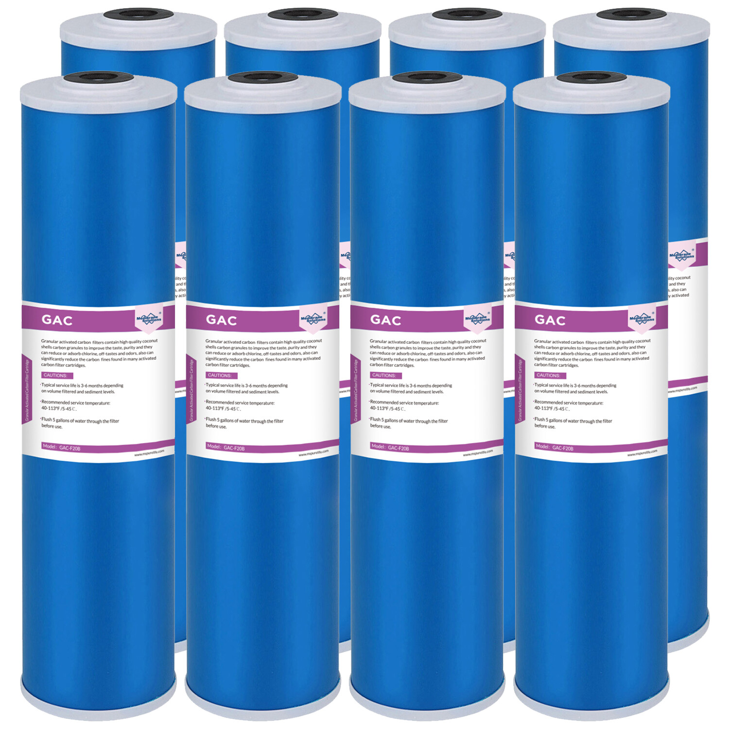20"x4.5" 5 Micron Big Blue GAC Granular Carbon Water Filter Whole House 1-8 PACK gallery