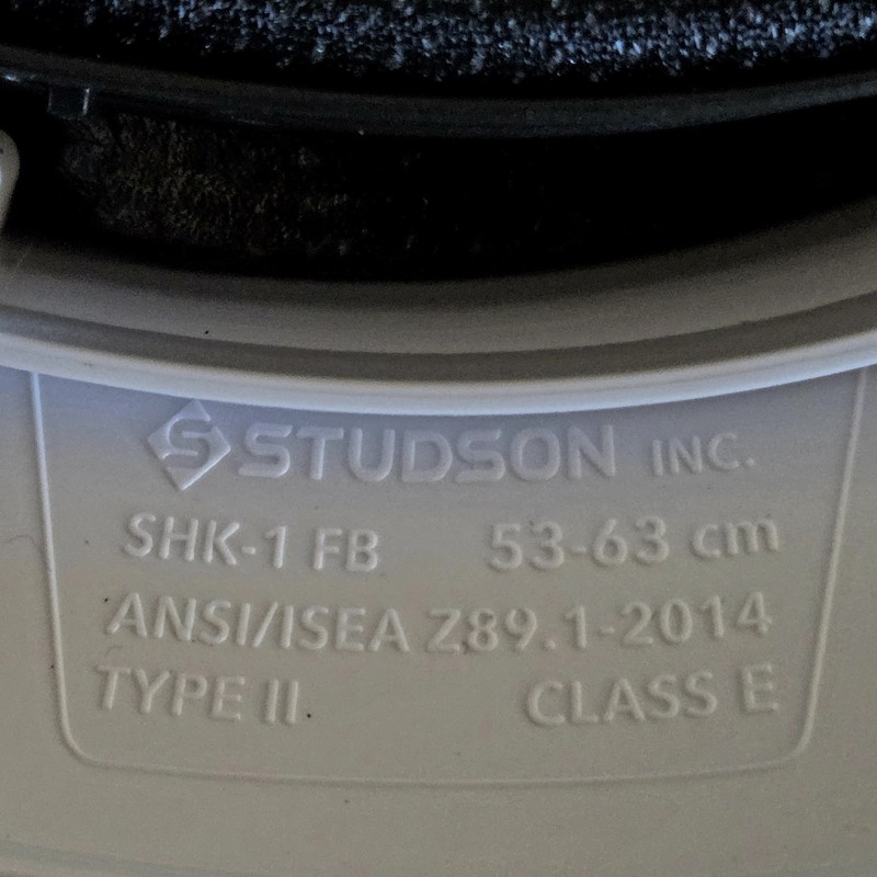 STUDSON SHK-1 Type II Class E Non-Vented Full Brim Safety Helmet White 53-63cm gallery