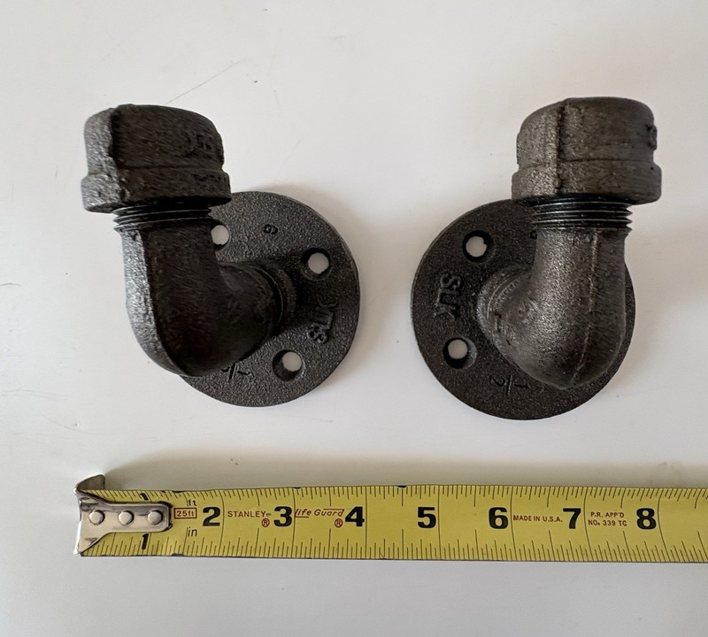 2 Industrial Pipe Wall Hook 1/2" Thick Coat Towel Hanger Rustic Grey Heavy Duty gallery