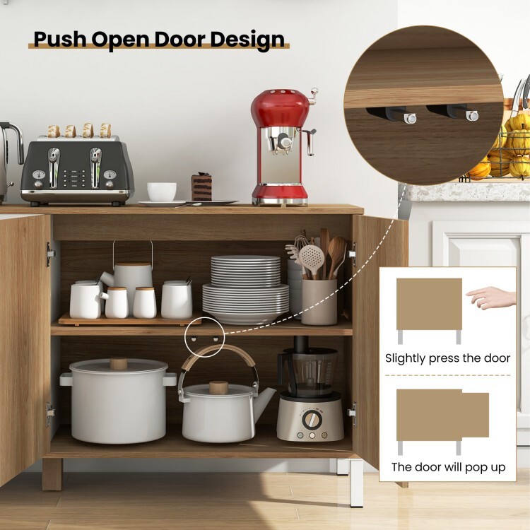 63" Sideboard Buffet Storage Kitchen Cabinet w/5 Level Adjustable Open Shelves gallery