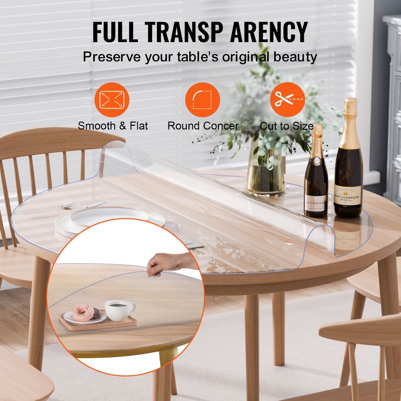 PVC Table Protector 42 Inch Round Clear Plastic Desk Protector 2.0mm Thick gallery