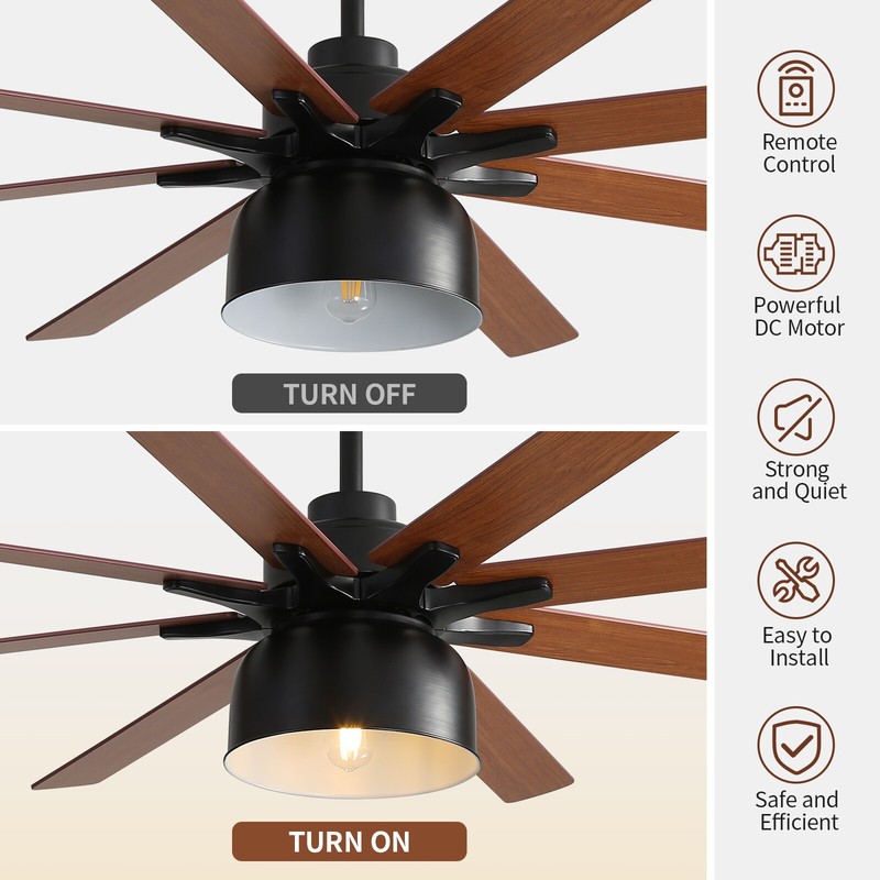Large,66-inch,Ceiling Fan,Reversible Motor,6 Speeds,Remote Control, for Bedroom. gallery