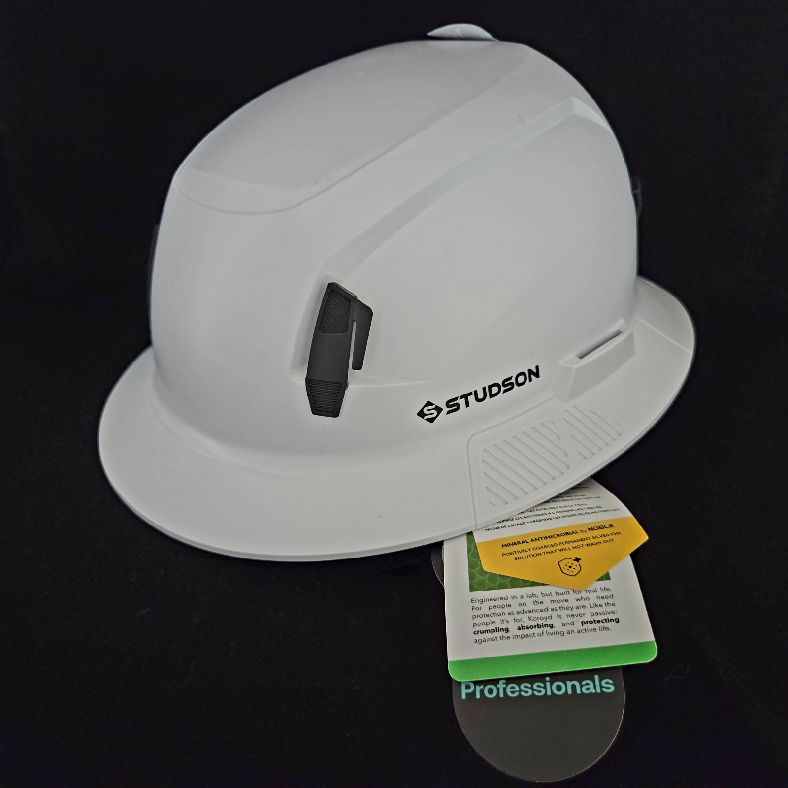 STUDSON SHK-1 Type II Class E Non-Vented Full Brim Safety Helmet White 53-63cm gallery