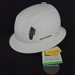 STUDSON SHK-1 Type II Class E Non-Vented Full Brim Safety Helmet White 53-63cm