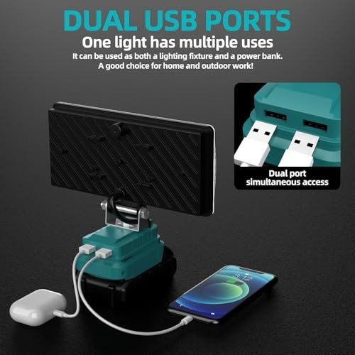 8" Cordless LED Work Light, 90W 5400 Lumens, Adjustable Floodlight, USB Charge, gallery