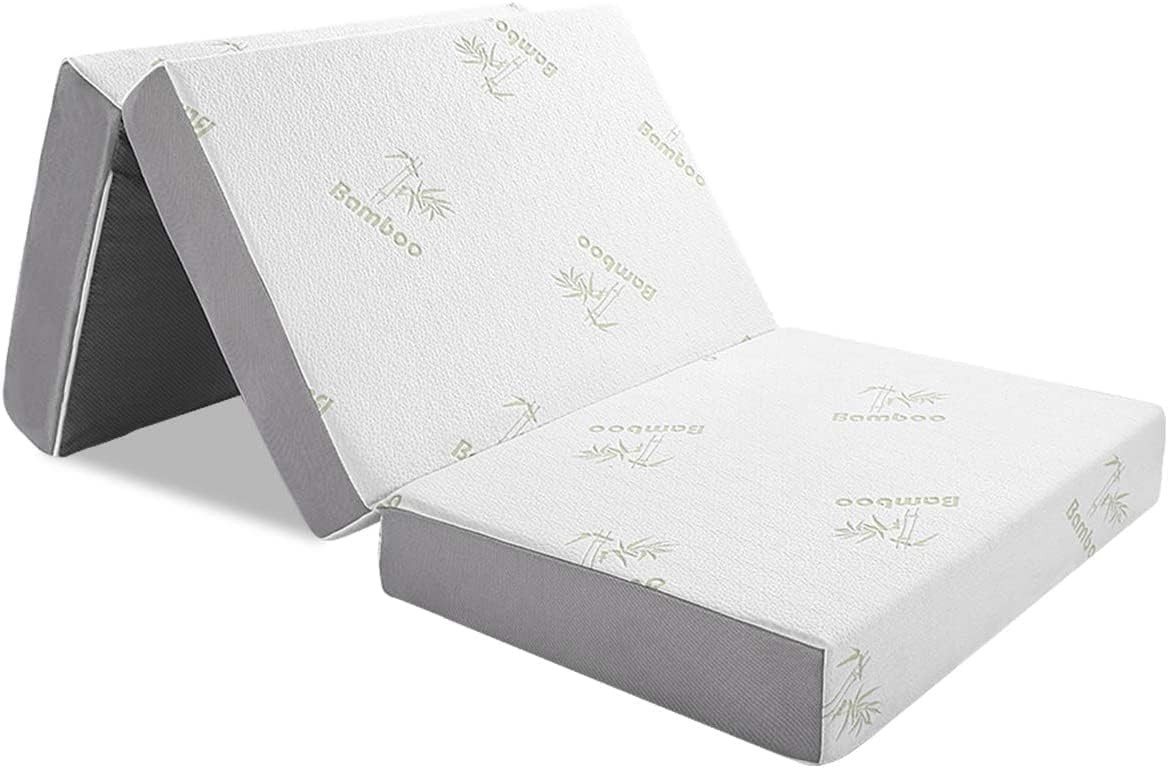 6 Inch Folding Mattress, Memory Foam Tri-fold Mattress with Removable Cover, ... gallery