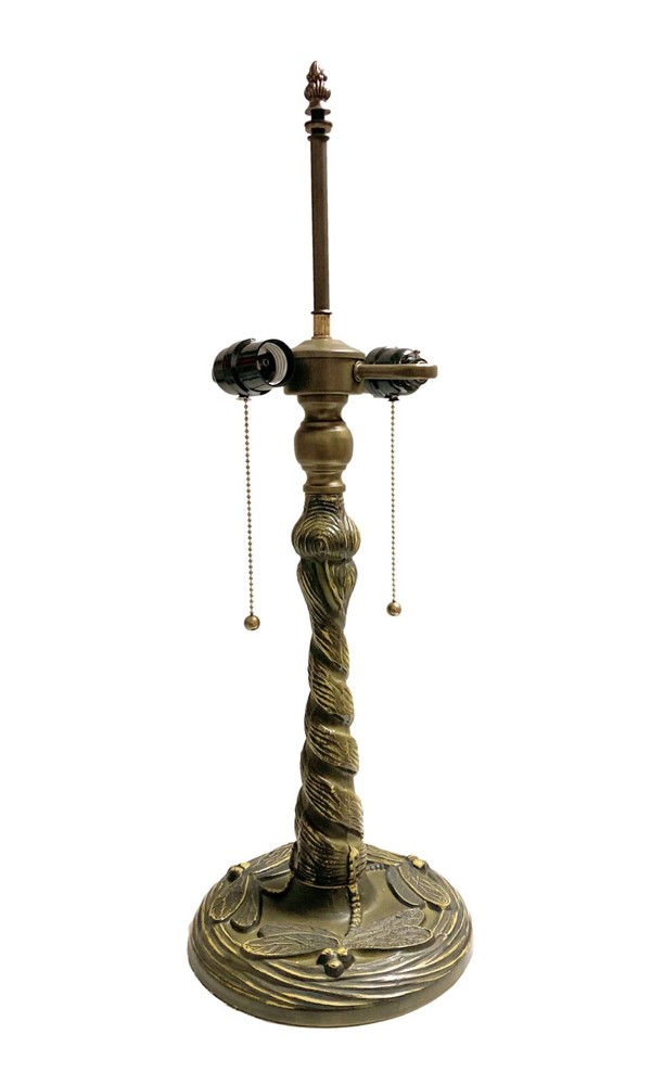 Tiffany Lamp Base-DRAGONFLY Design-Replacement Base Only, 2-Light Pull Chain-Brz