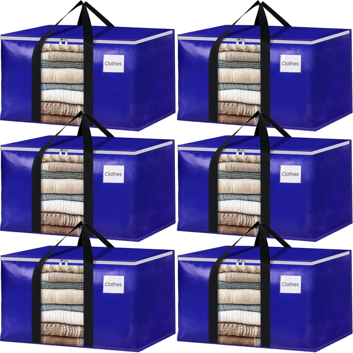 6 Pack Moving Bags with Clear Window, Storage Bags with Strong Carrying Handl... gallery