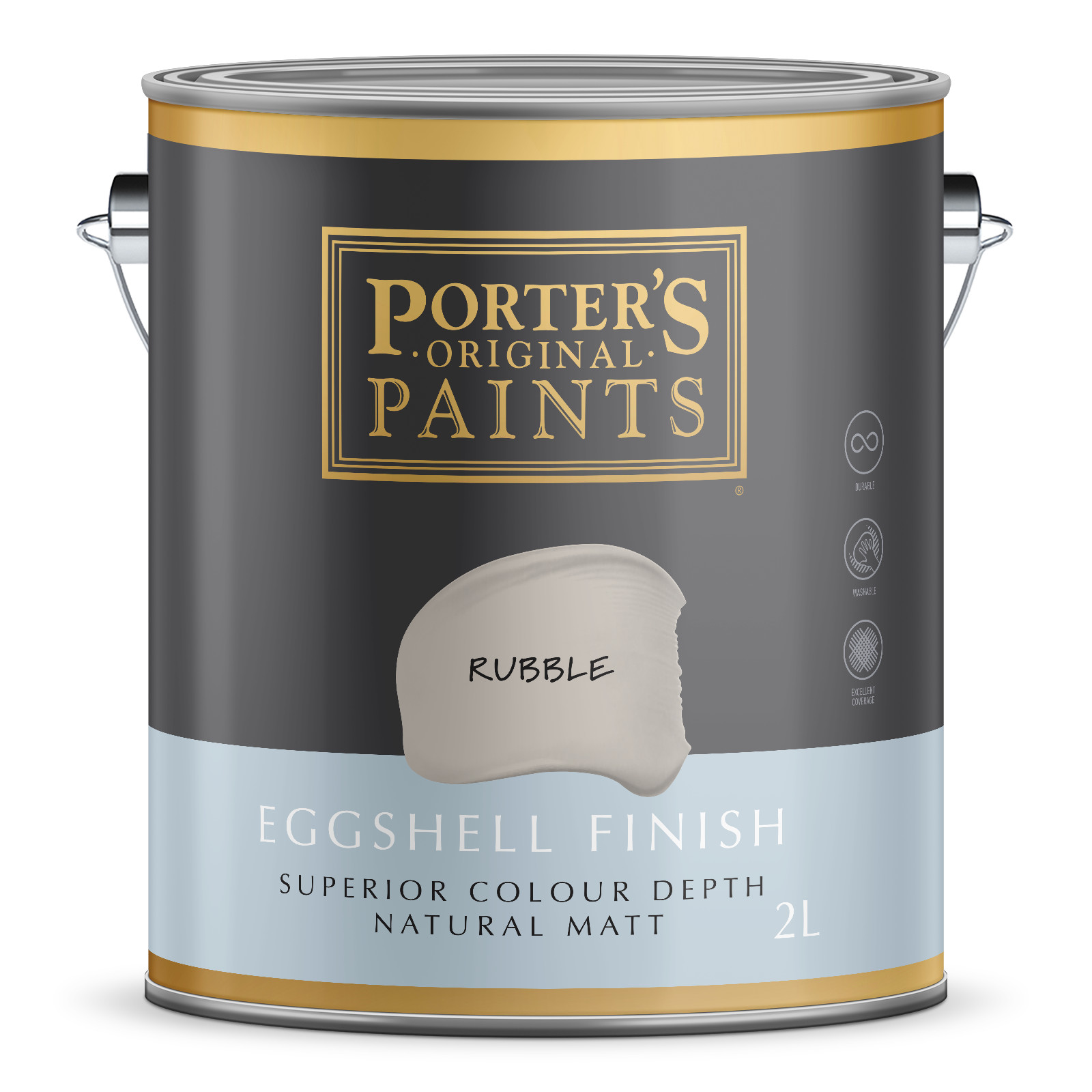 Porter's 2L Rubble Eggshell Finish Broadwall Washable Paint gallery
