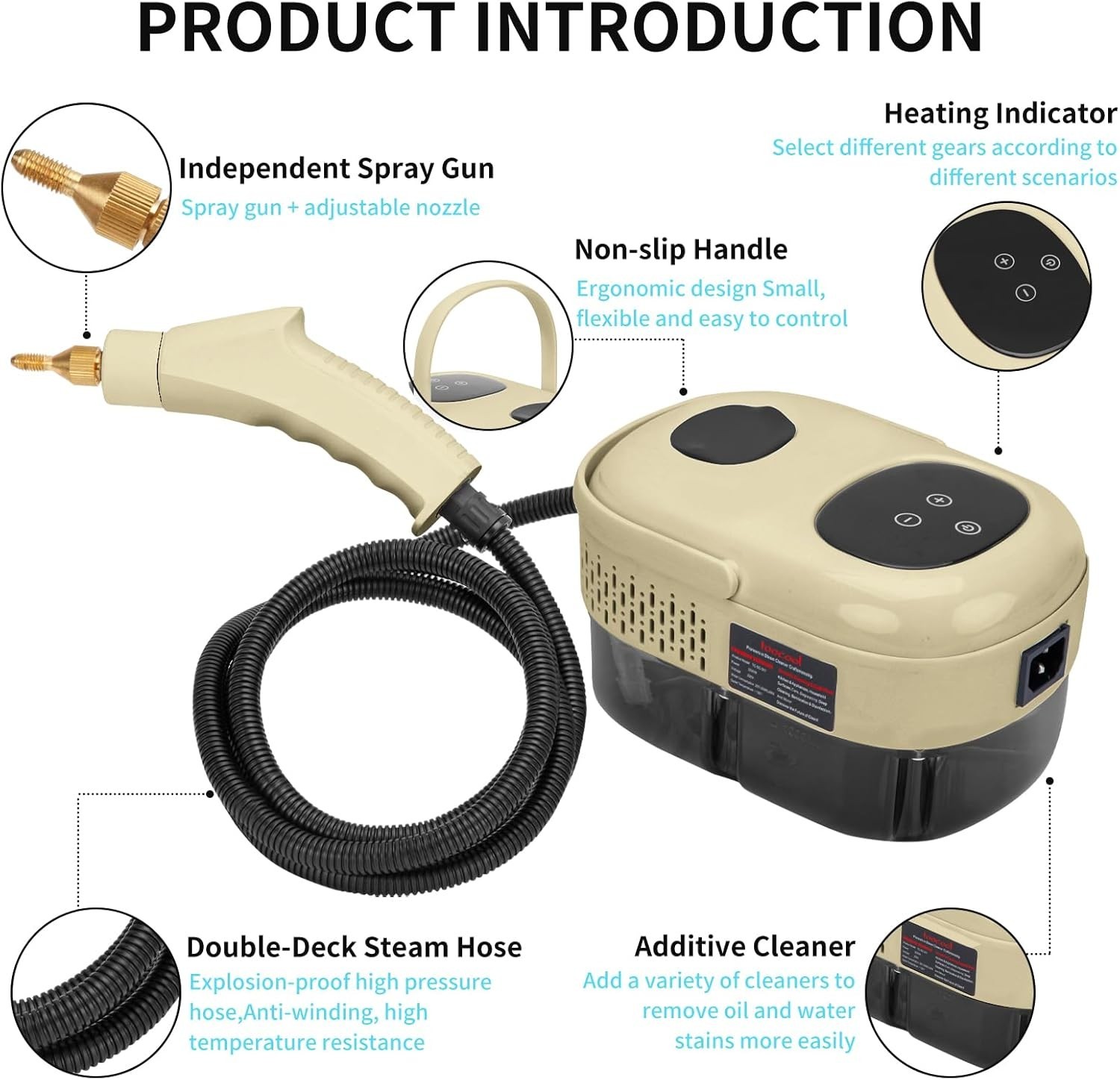 Steam Cleaner 2500W High Temperature Pressurized Steam Cleaner 3 Brush Heads gallery