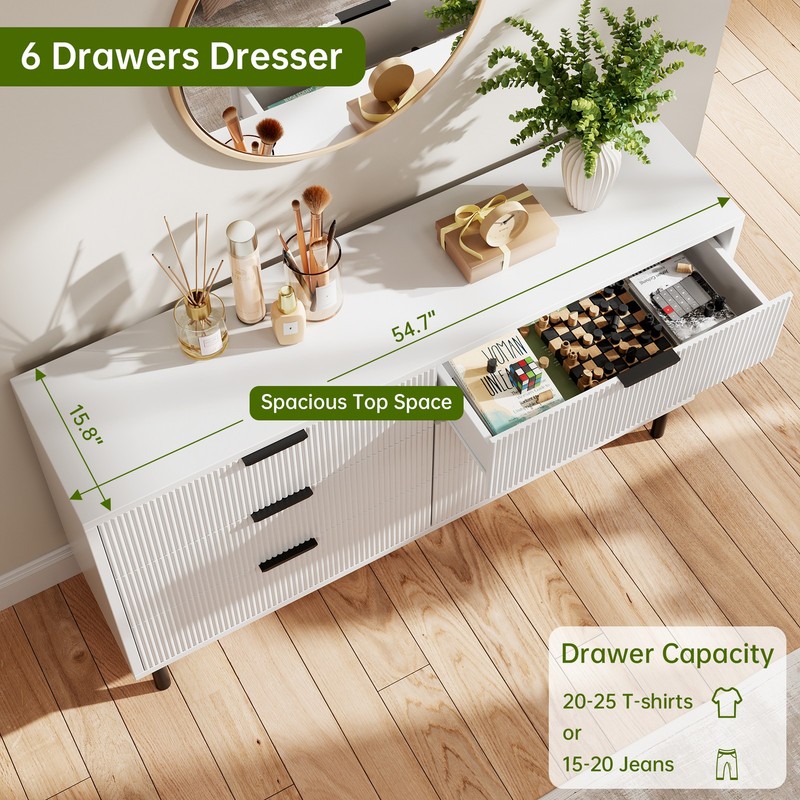 Modern Wave Pattern Blister Six Drawer Cabinet For Bedroom Living Room & Hallway gallery