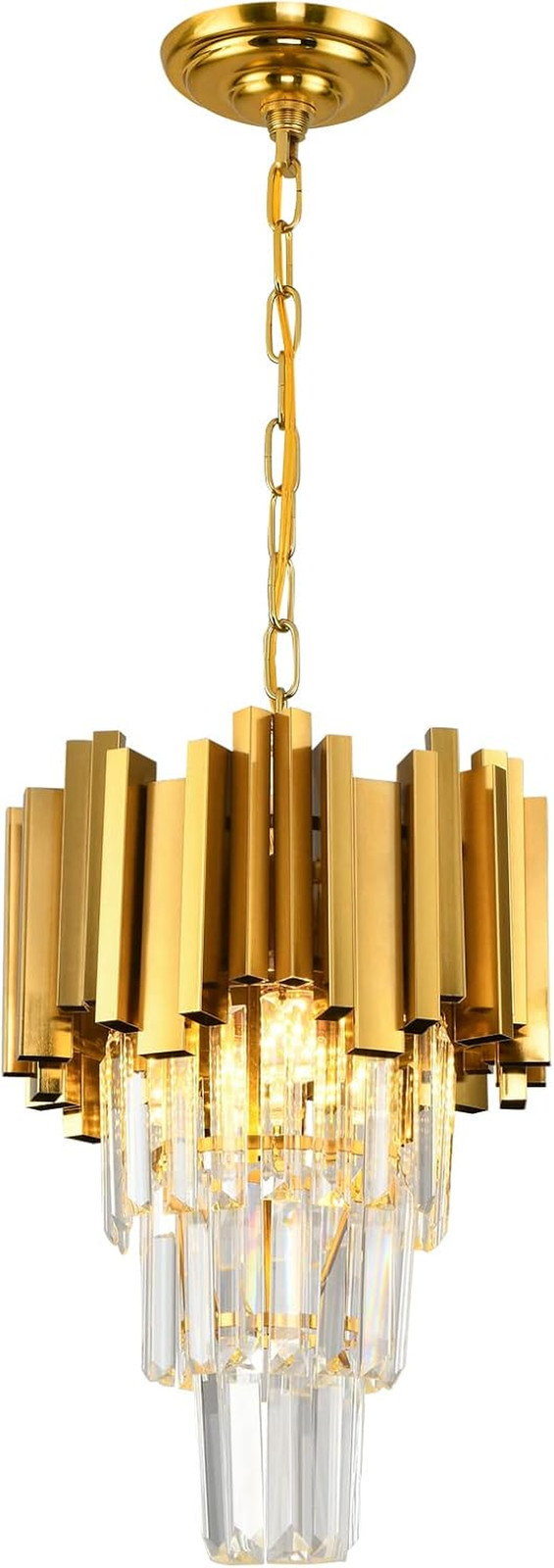 Gold Pendant Light Fixtures Dining Room Chandelier 3-Light Modern Small Crystal gallery