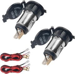 2PCS 12V/24V Cigarette Lighter Socket with ABS Cover and Extension Color: 2PCS