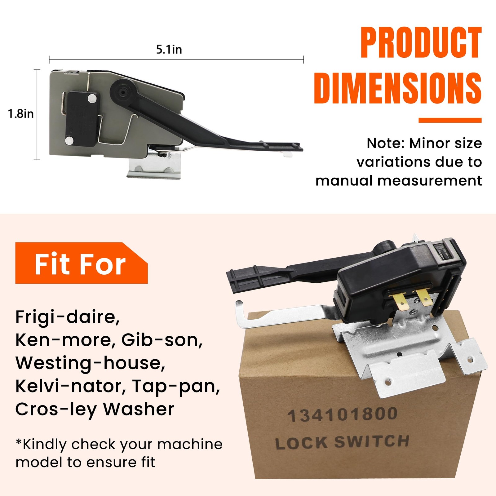 Ultra 134101800 Washer Lid Lock Switch Replacement Parts by AMI Black gallery