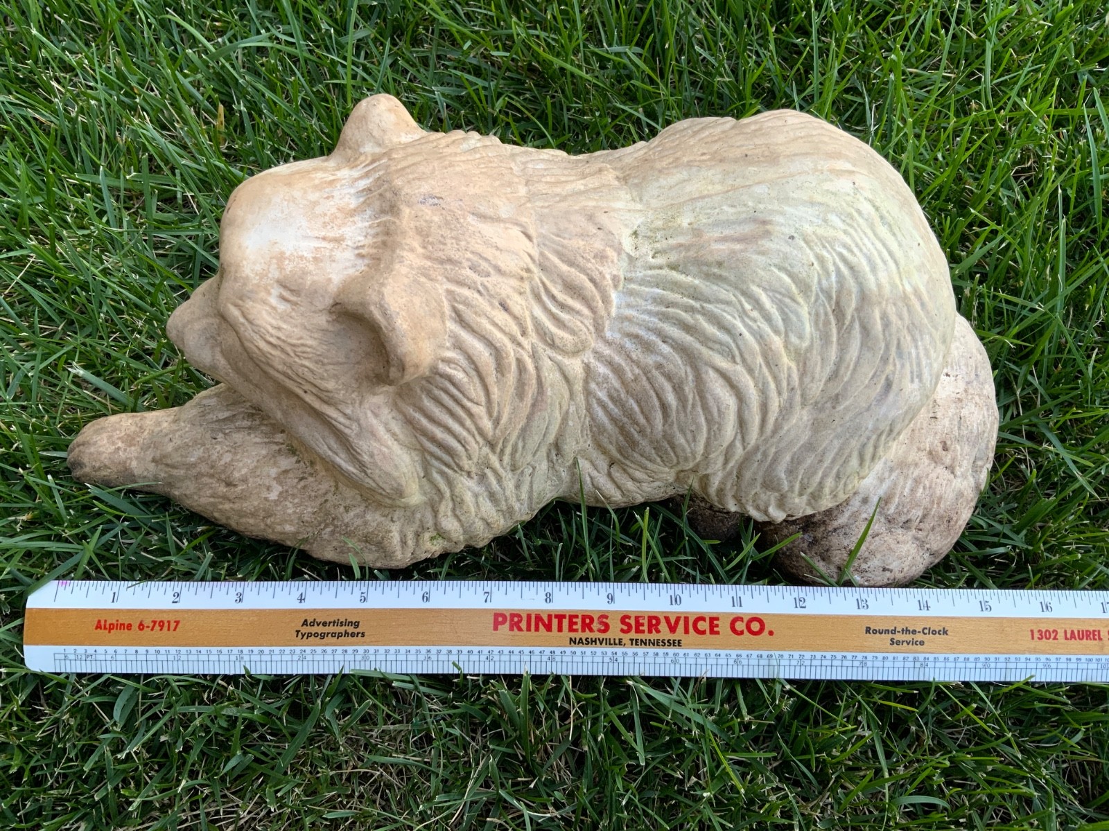 Lifelike Garden Spring mold Raccoon figure animal sculpture signed 70s Greg gallery