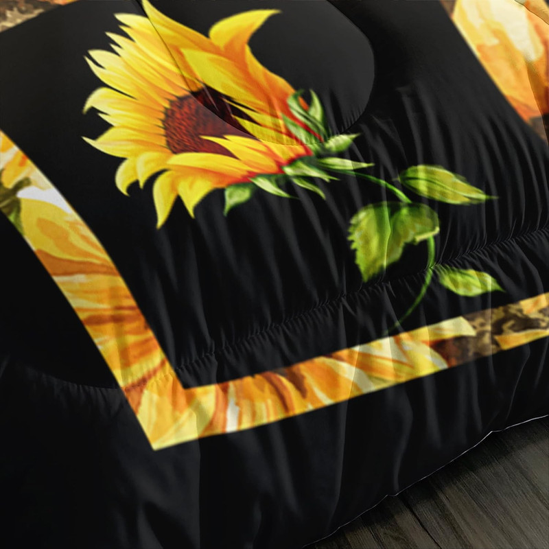 Sunflower Queen Bedding Set, Yellow Comforter for Girls and Teen Boys, Western B gallery