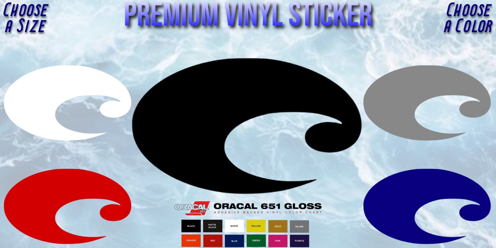 Costa Del Mar Sunglasses Logo 4.5" 7" Decal Sticker Brine Harpoon Fathom Jose gallery