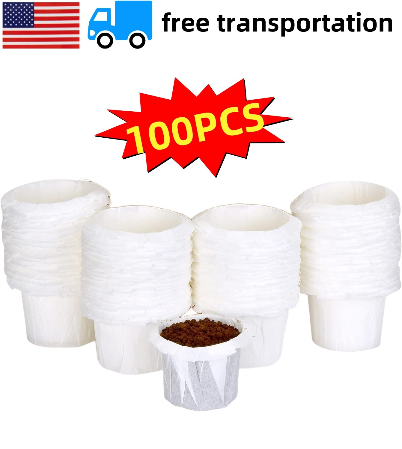 100/PK Disposable Cups Coffee Filters Paper Pods Replacement For K-Cup Filter gallery