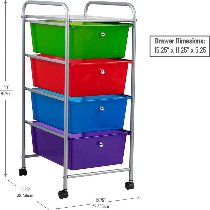 Compact Multi-Color Utility Cart: 4 Drawers for Kitchen & Craft Storage gallery