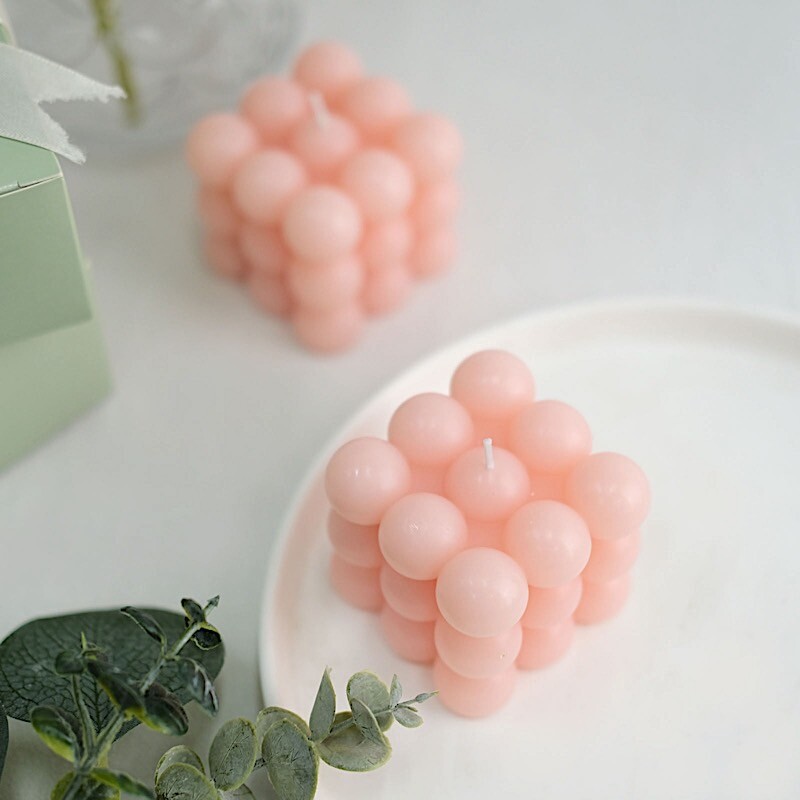 2 Unscented Paraffin Wax CANDLES Bubble Cube Wedding Centerpieces Party Events gallery