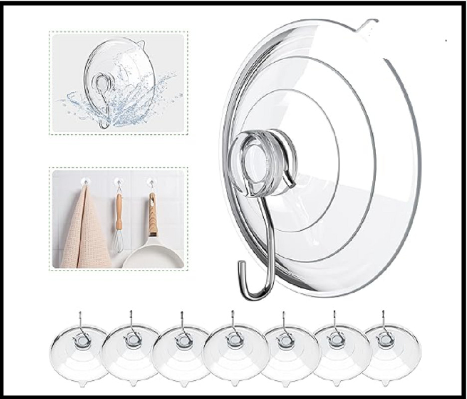 Suction Cup Hooks, 2.5 Inches Clear PVC Suction Cups with Metal Hook gallery