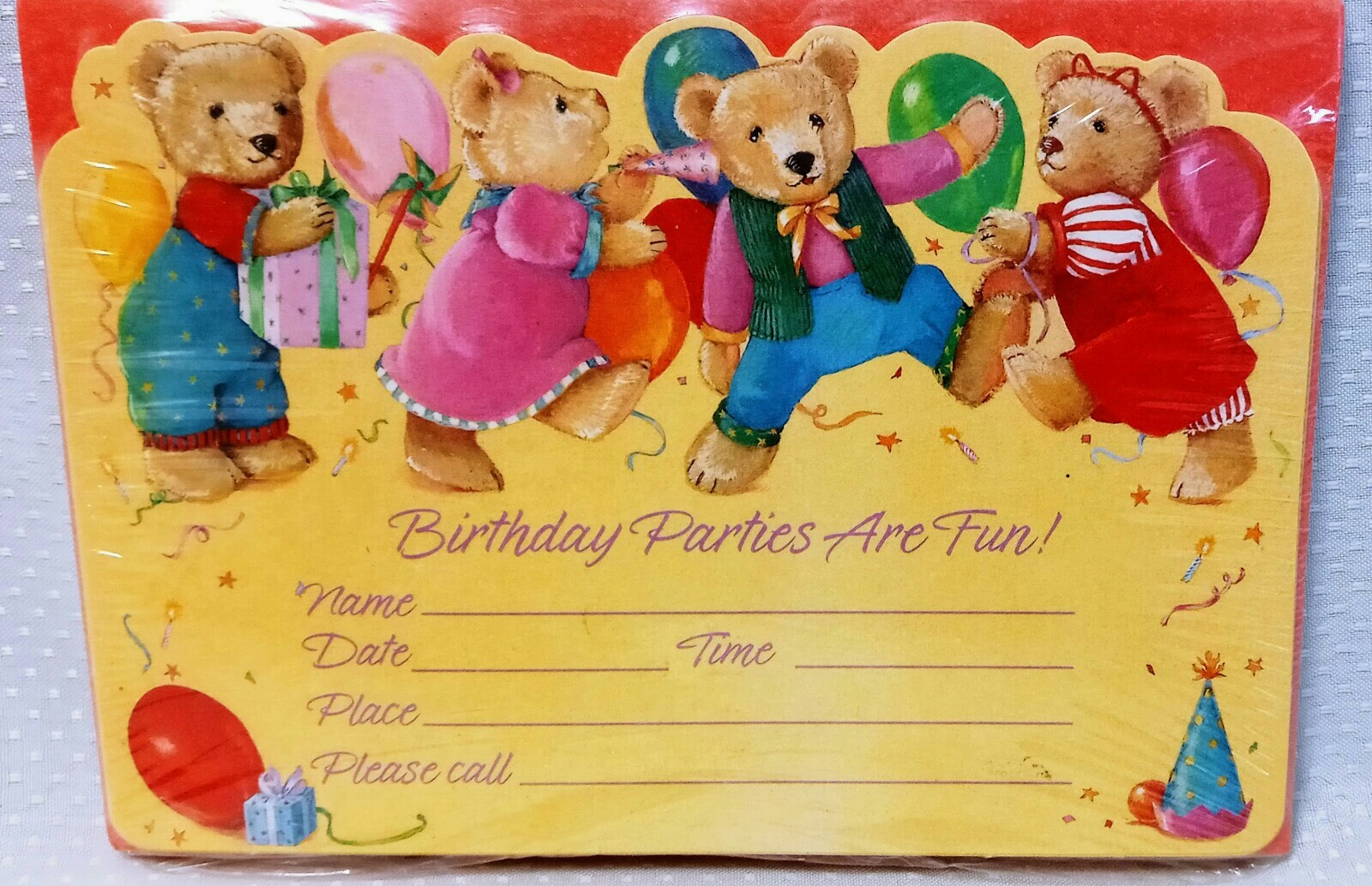 10 Kids Birthday Party Invitations*Vintage American Greetings*Diecut Teddy Bears gallery