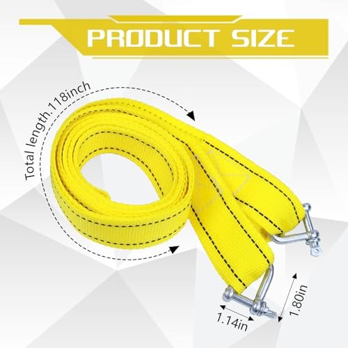 Tow Strap with Hooks, 1.6 Inch x 10 Feet, 6600 lbs Heavy Duty Tow 10Ft-U Hook gallery