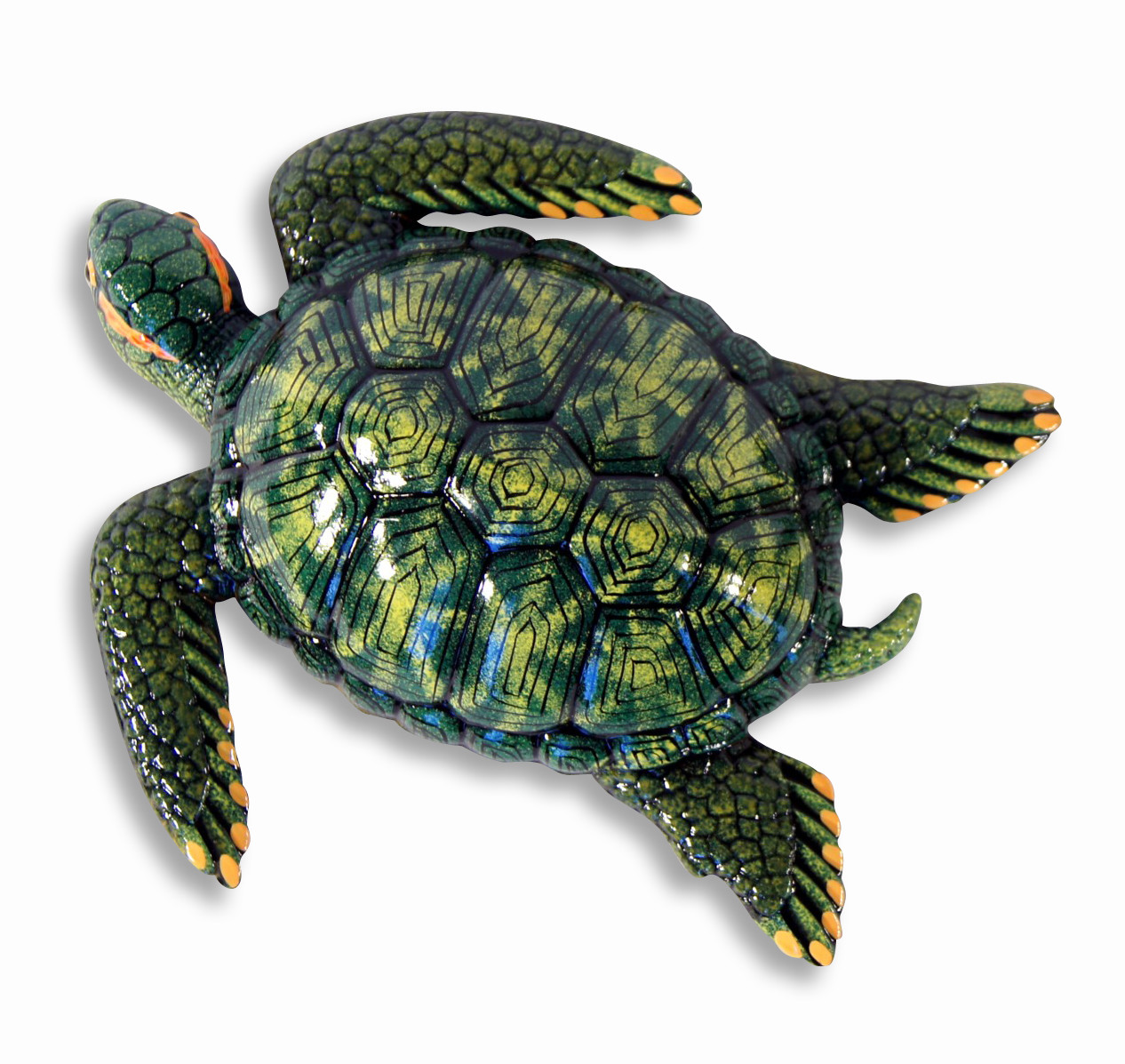 Hand Painted 6" Sea Turtle Wall Mount Decor Sculpture Green Brown (Set Of 2) 17S gallery