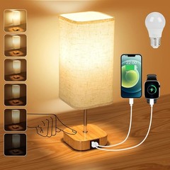 Bedside Lamp Bedroom Dimmable Touch Control Table Lamp w/ USB C+A Charging Ports