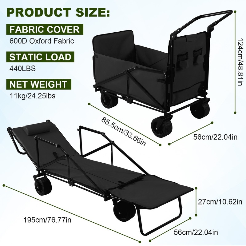 600D Oxford Cloth Heavy Duty Folding Beach Wagon 440lb Capacity for Outdoor gallery