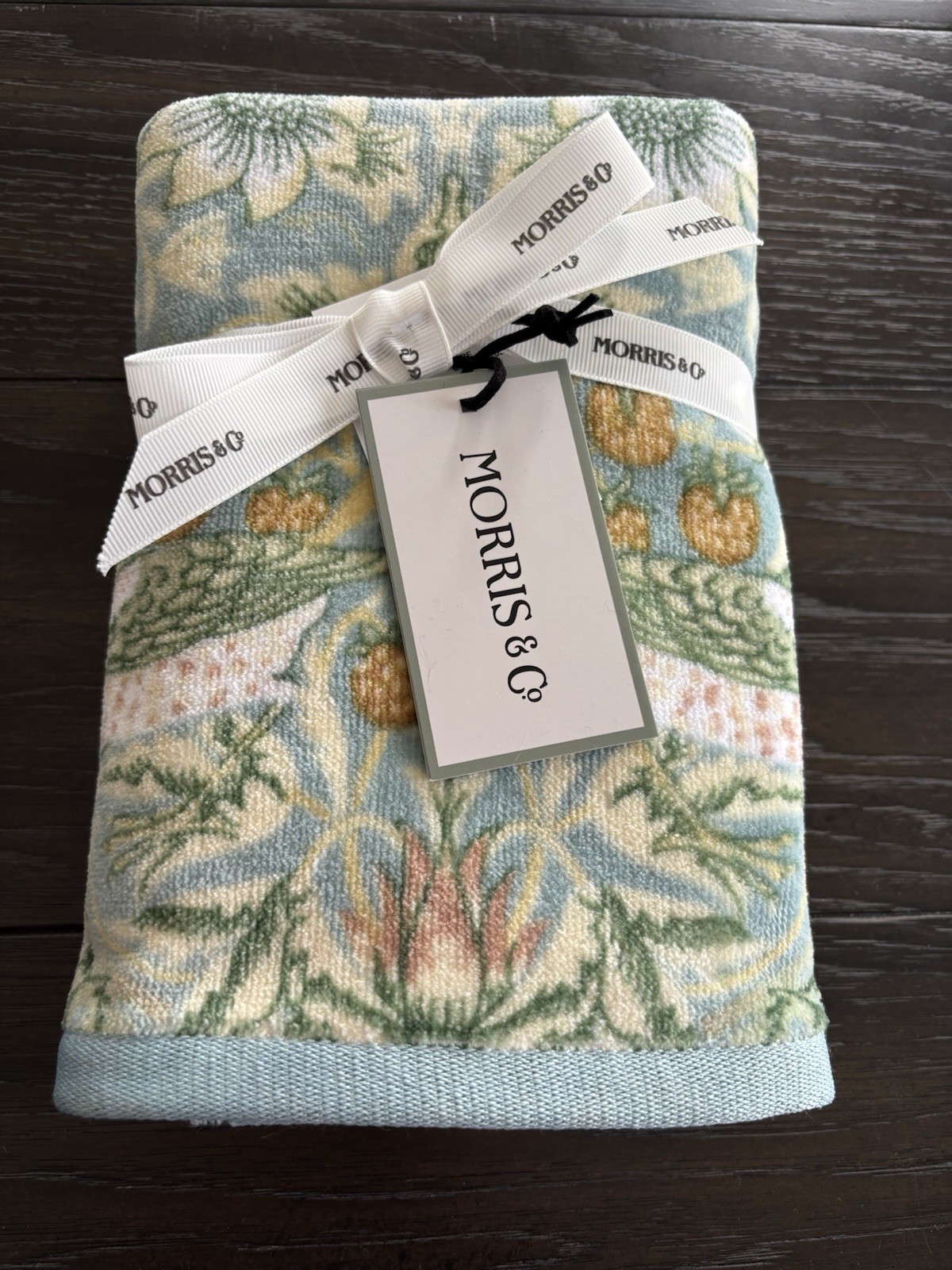 2 Morris & Co. William Morris Strawberry Thief Floral Velour HAND Towels NWT gallery