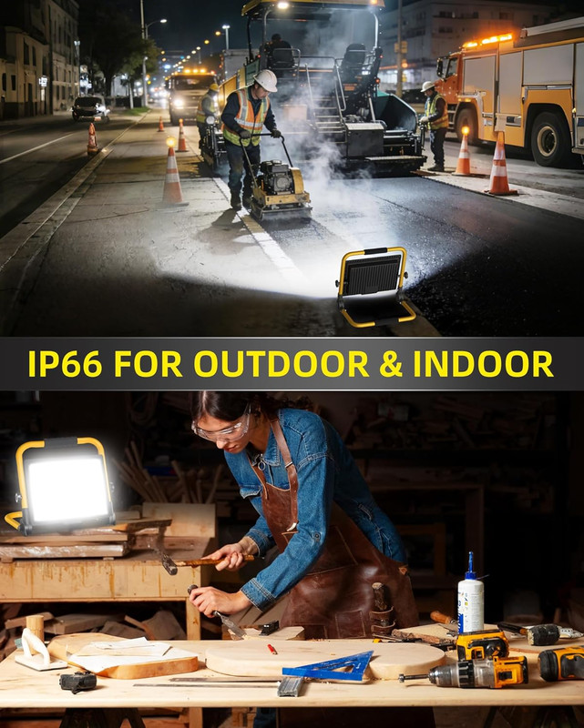 14400LM LED Work Light, 120W Flood Light with 16FT Cord & Switch, Portable Workl gallery