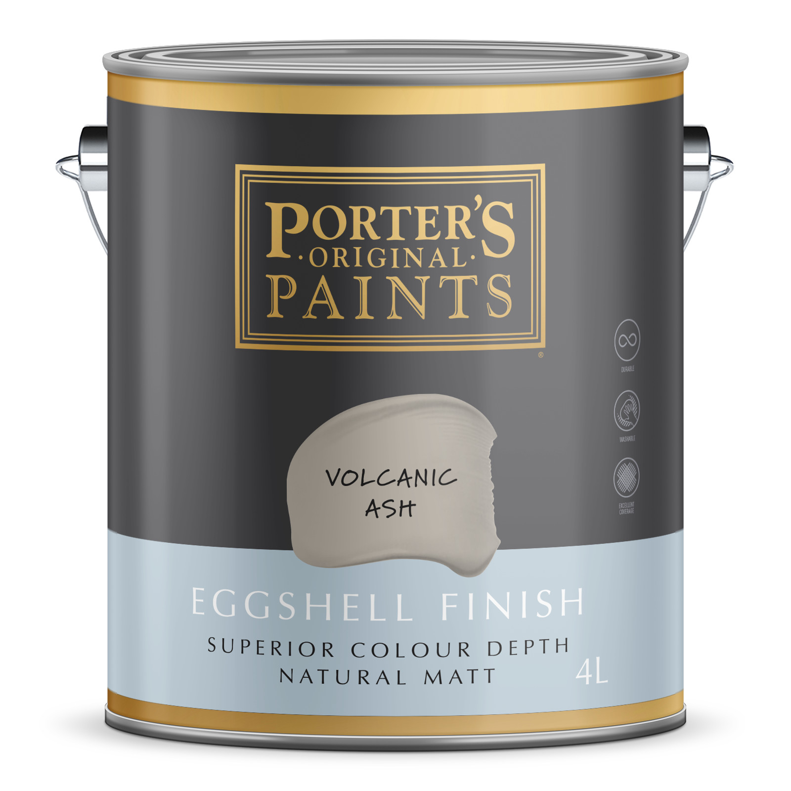 Porter's 4L Volcanic Ash Eggshell Finish Broadwall Washable Paint - 4L gallery