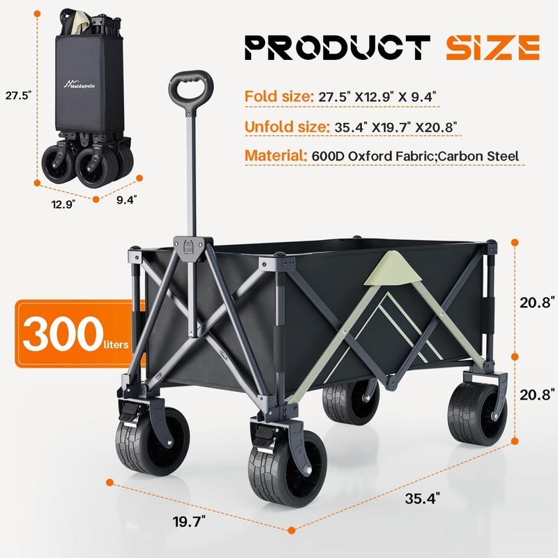 Wagons Carts Foldable,Wagon with Table Top,Beach Wagon with Big Wheels for Sand, gallery