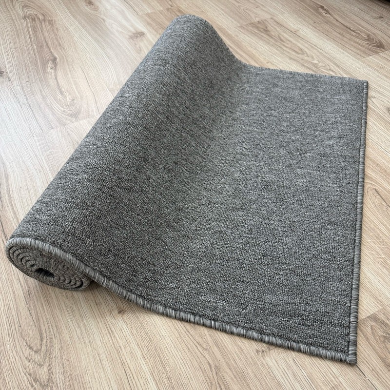 Custom Size Runner Rug Low Profile Loop Pile Anti Slip Solid Black Color gallery