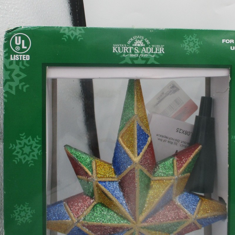 Kurt S. Adler 10 Light Multicolor Glitter Star Tree Top For Indoor Use Only gallery