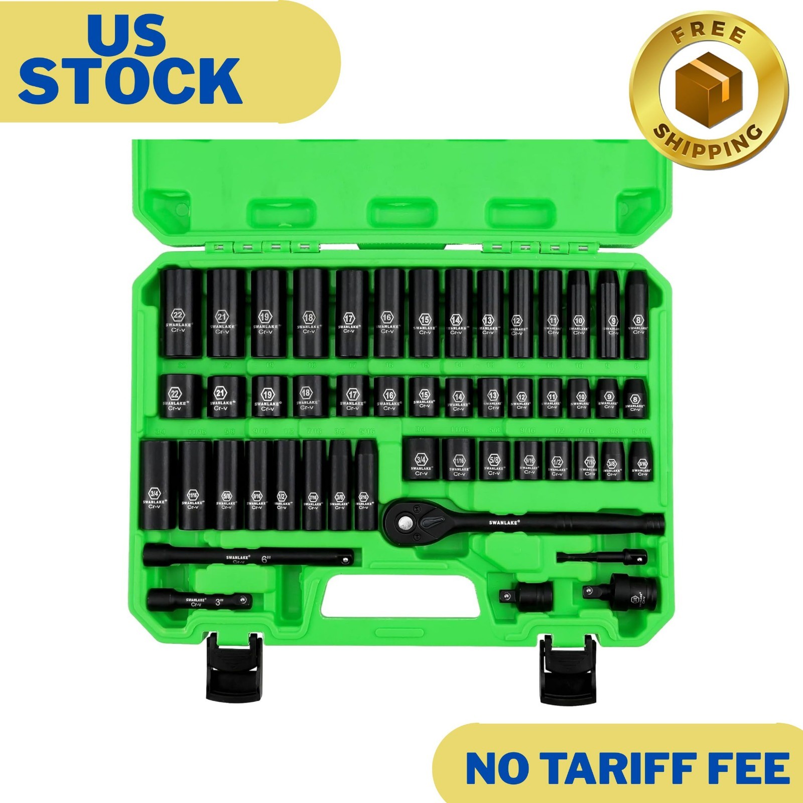 3/8'' Drive Impact Socket Set, 50-Piece Standard SAE (5/16 to 3/4 inch) and Metr gallery