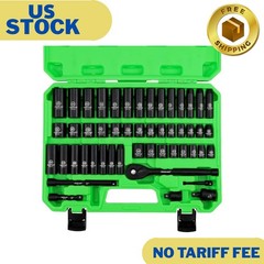 3/8” Drive Impact Socket Set, 50-Piece Standard SAE (5/16 to 3/4 inch) and Metr