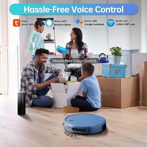 ZCWA Robot Vacuum Cleaner Robotic Vacuum and Mop Combo Compatible BR151 - Blue gallery