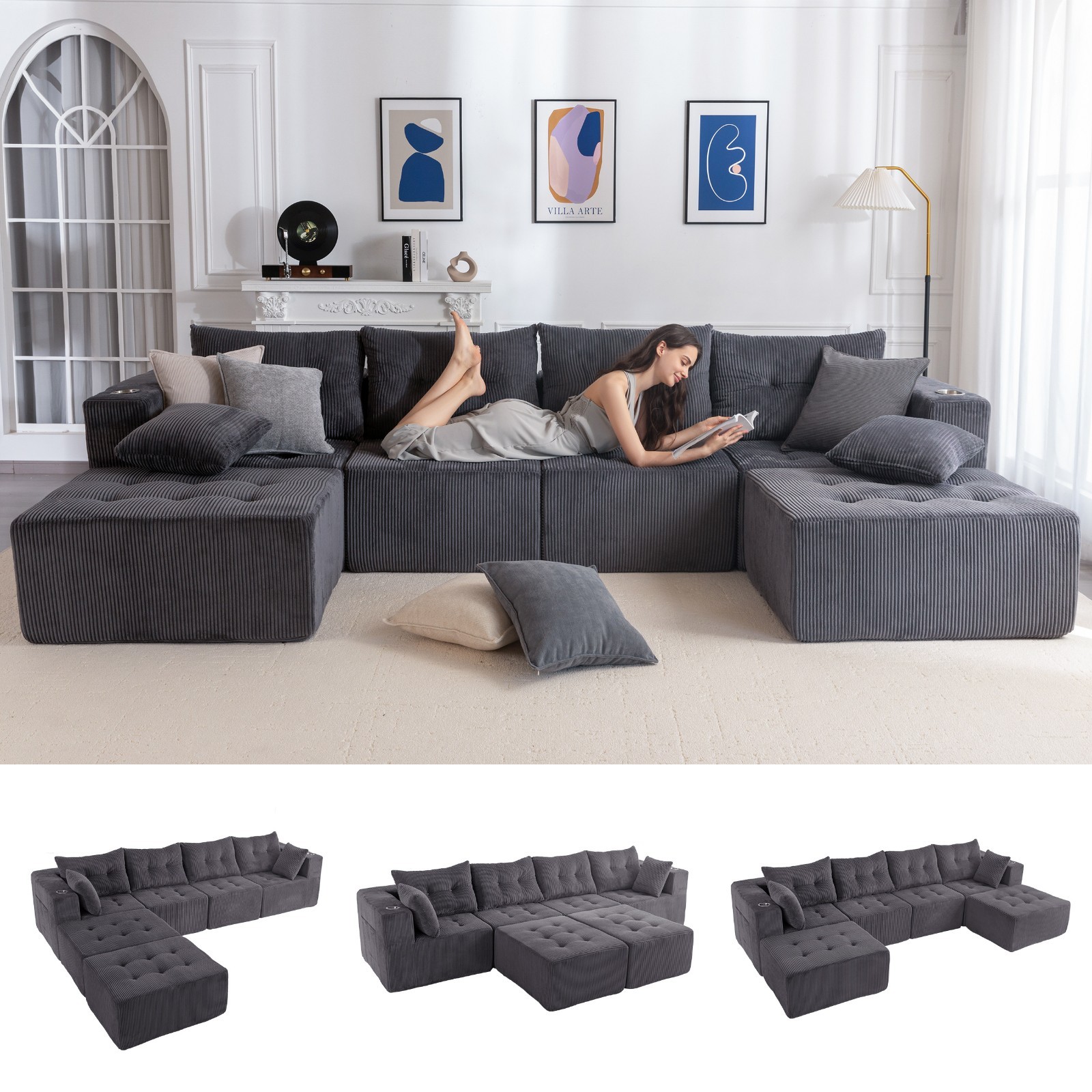 MAXYOYO Cloud Modular Sofa ,Versatile Sectional Couch Sofa with Ottoman gallery