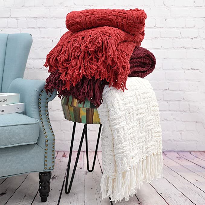 HST Cable Knit Throw Blankets with Tassels Soft Cozy Fluffy Couch Bed Sofa Decor gallery